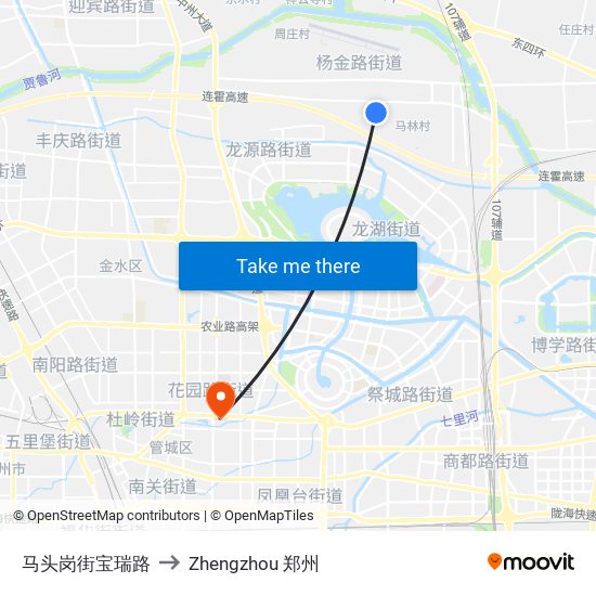 马头岗街宝瑞路 to Zhengzhou 郑州 map