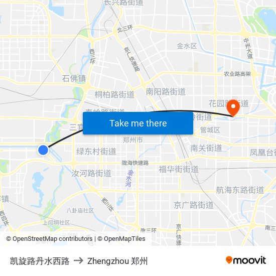 凯旋路丹水西路 to Zhengzhou 郑州 map