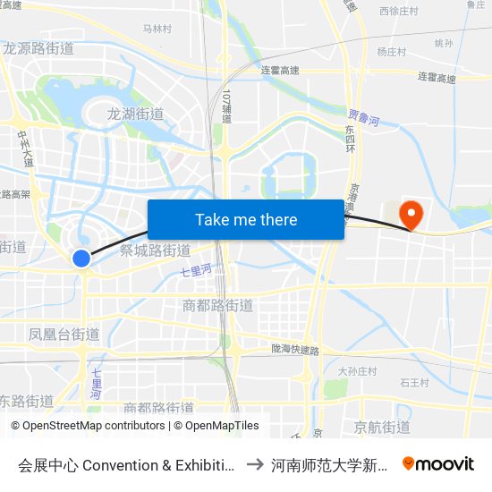 会展中心 Convention & Exhibition Center to 河南师范大学新联学院 map