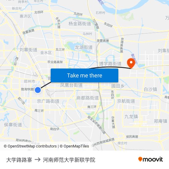 大学路路寨 to 河南师范大学新联学院 map