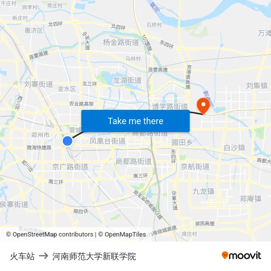 火车站 to 河南师范大学新联学院 map