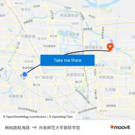 桐柏路航海路 to 河南师范大学新联学院 map
