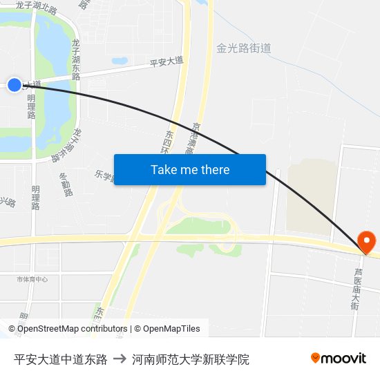 平安大道中道东路 to 河南师范大学新联学院 map