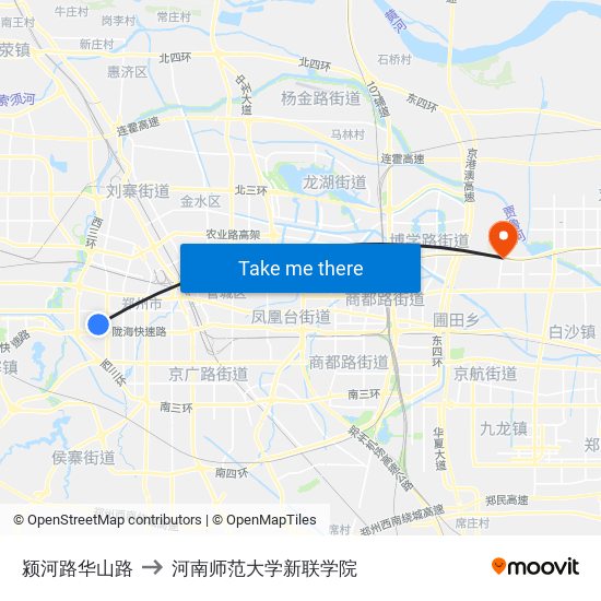 颍河路华山路 to 河南师范大学新联学院 map