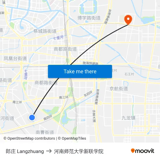 郎庄 Langzhuang to 河南师范大学新联学院 map