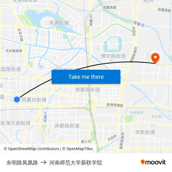 东明路凤凰路 to 河南师范大学新联学院 map