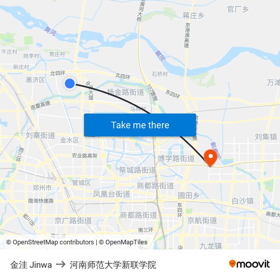 金洼 Jinwa to 河南师范大学新联学院 map