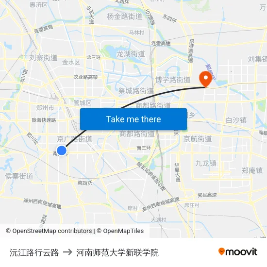 沅江路行云路 to 河南师范大学新联学院 map
