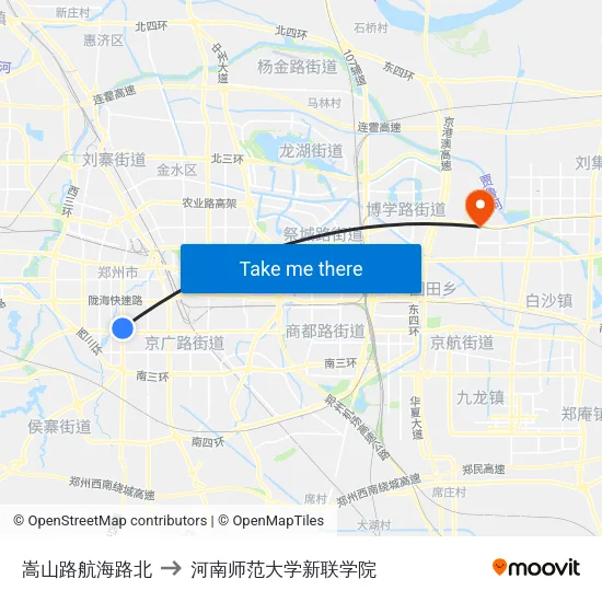 嵩山路航海路北 to 河南师范大学新联学院 map