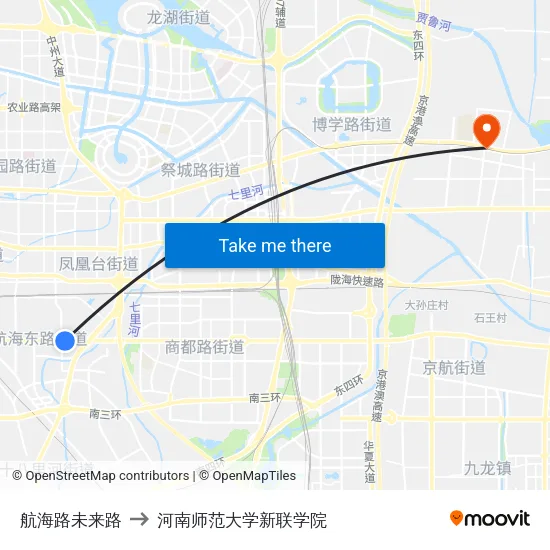 航海路未来路 to 河南师范大学新联学院 map
