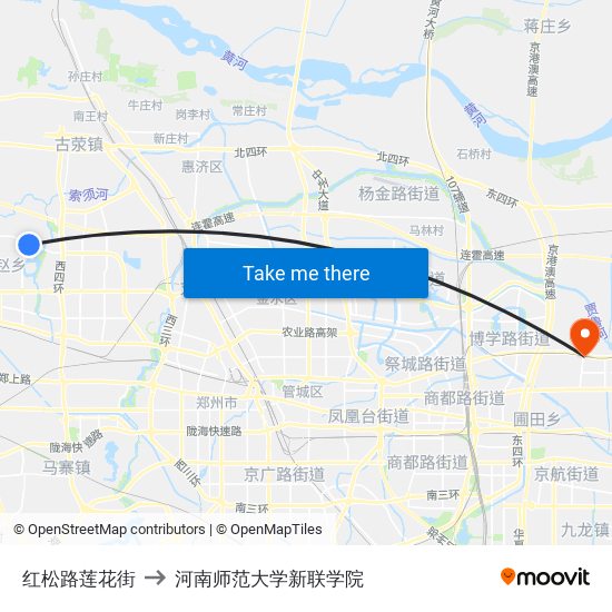 红松路莲花街 to 河南师范大学新联学院 map