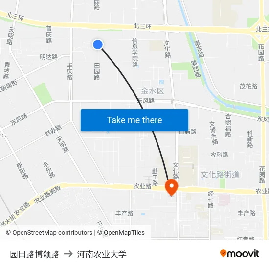 园田路博颂路 to 河南农业大学 map