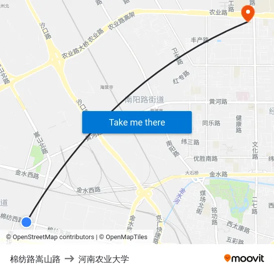 棉纺路嵩山路 to 河南农业大学 map