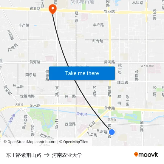 东里路紫荆山路 to 河南农业大学 map