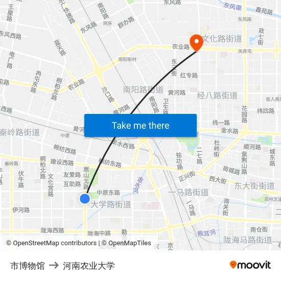市博物馆 to 河南农业大学 map