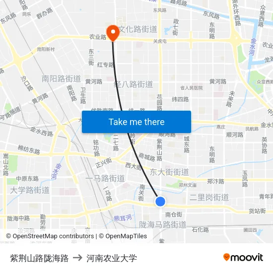 紫荆山路陇海路 to 河南农业大学 map
