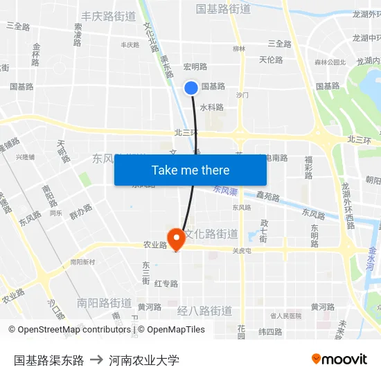 国基路渠东路 to 河南农业大学 map