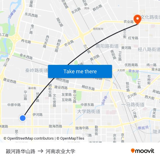颍河路华山路 to 河南农业大学 map