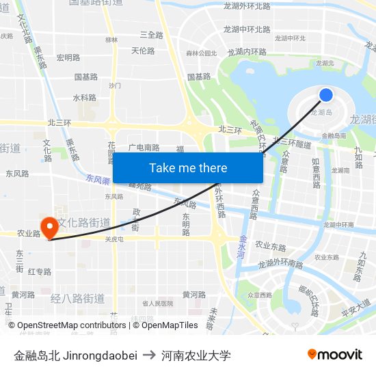 金融岛北 Jinrongdaobei to 河南农业大学 map