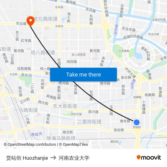 货站街 Huozhanjie to 河南农业大学 map