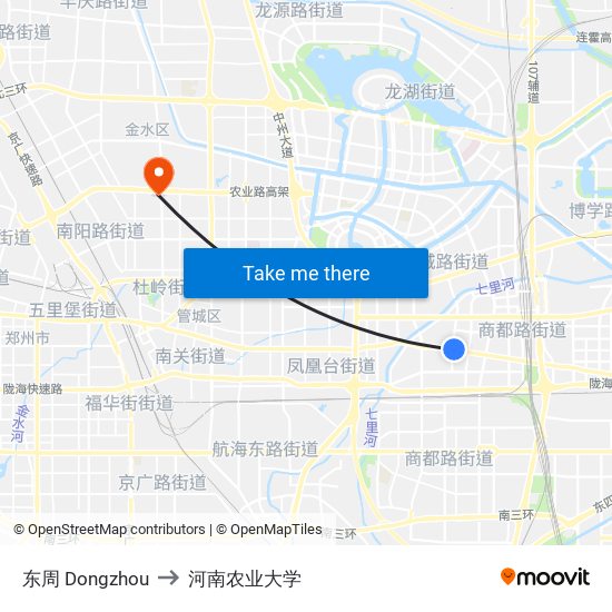 东周 Dongzhou to 河南农业大学 map