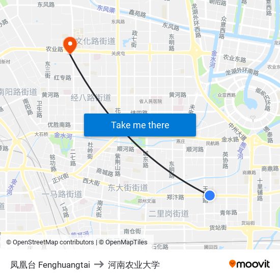 凤凰台 Fenghuangtai to 河南农业大学 map