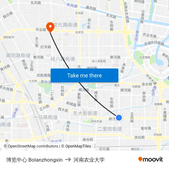 博览中心 Bolanzhongxin to 河南农业大学 map