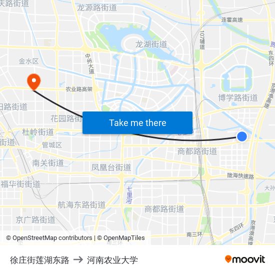 徐庄街莲湖东路 to 河南农业大学 map