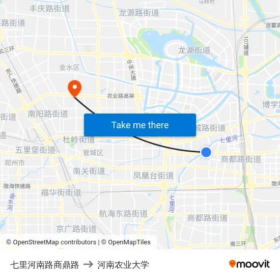 七里河南路商鼎路 to 河南农业大学 map