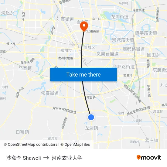 沙窝李 Shawoli to 河南农业大学 map