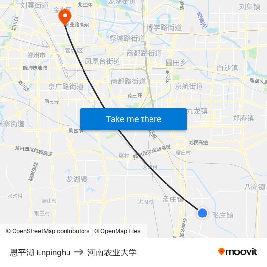 恩平湖 Enpinghu to 河南农业大学 map
