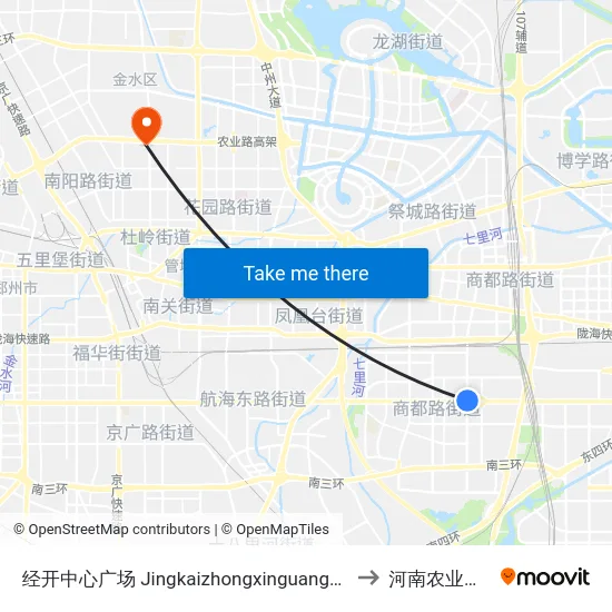 经开中心广场 Jingkaizhongxinguangchang to 河南农业大学 map