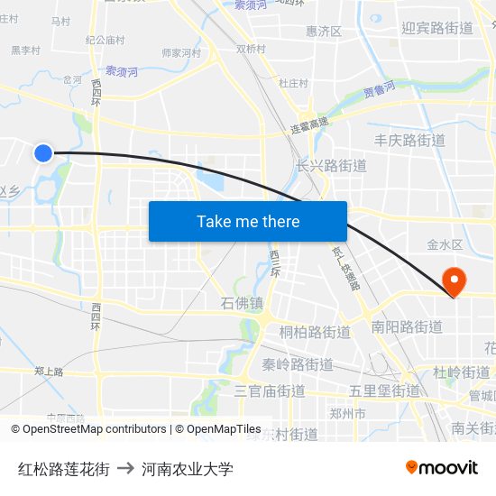 红松路莲花街 to 河南农业大学 map