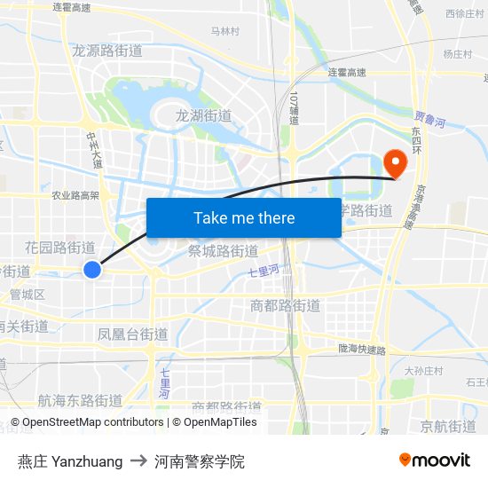 燕庄 Yanzhuang to 河南警察学院 map