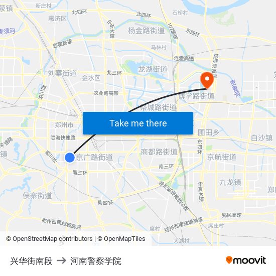 兴华街南段 to 河南警察学院 map