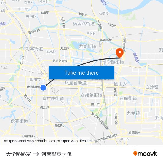 大学路路寨 to 河南警察学院 map