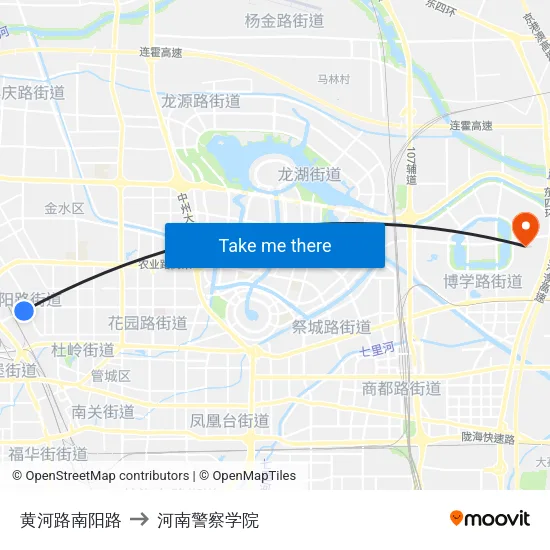黄河路南阳路 to 河南警察学院 map