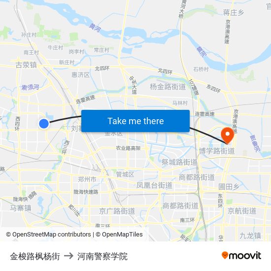 金梭路枫杨街 to 河南警察学院 map