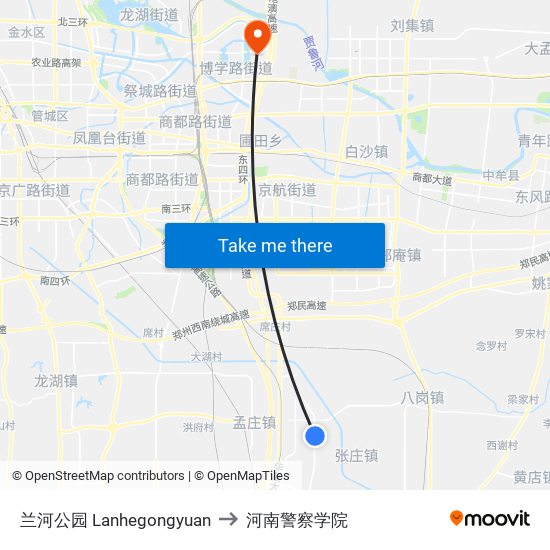 兰河公园 Lanhegongyuan to 河南警察学院 map