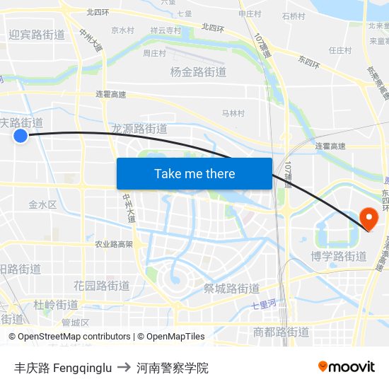 丰庆路 Fengqinglu to 河南警察学院 map