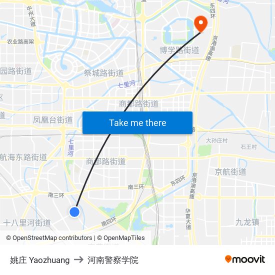 姚庄 Yaozhuang to 河南警察学院 map