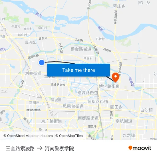 三全路索凌路 to 河南警察学院 map