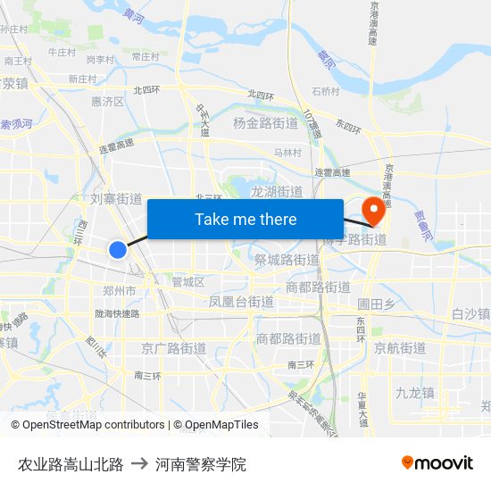 农业路嵩山北路 to 河南警察学院 map