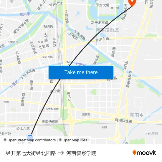 经开第七大街经北四路 to 河南警察学院 map