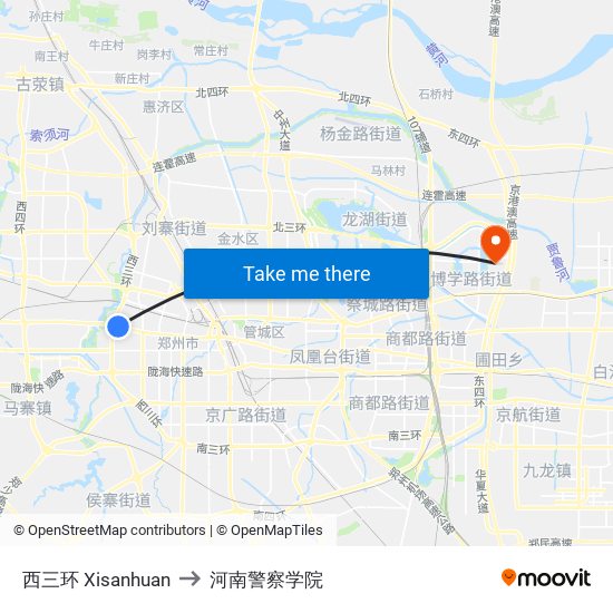 西三环 Xisanhuan to 河南警察学院 map