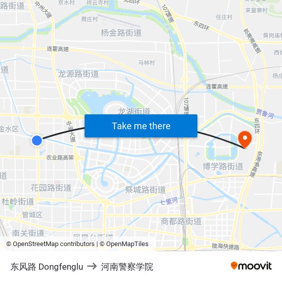 东风路 Dongfenglu to 河南警察学院 map