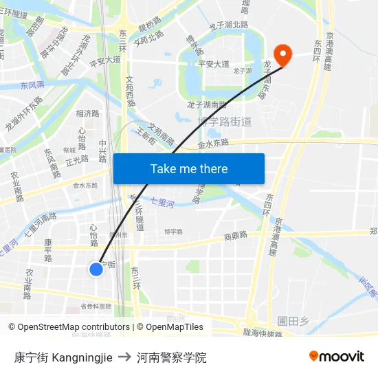 康宁街 Kangningjie to 河南警察学院 map