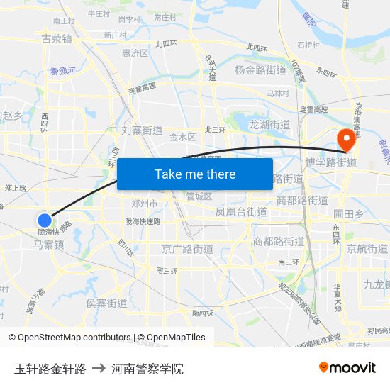 玉轩路金轩路 to 河南警察学院 map