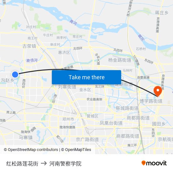 红松路莲花街 to 河南警察学院 map