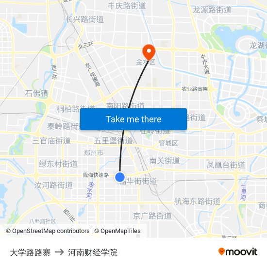 大学路路寨 to 河南财经学院 map